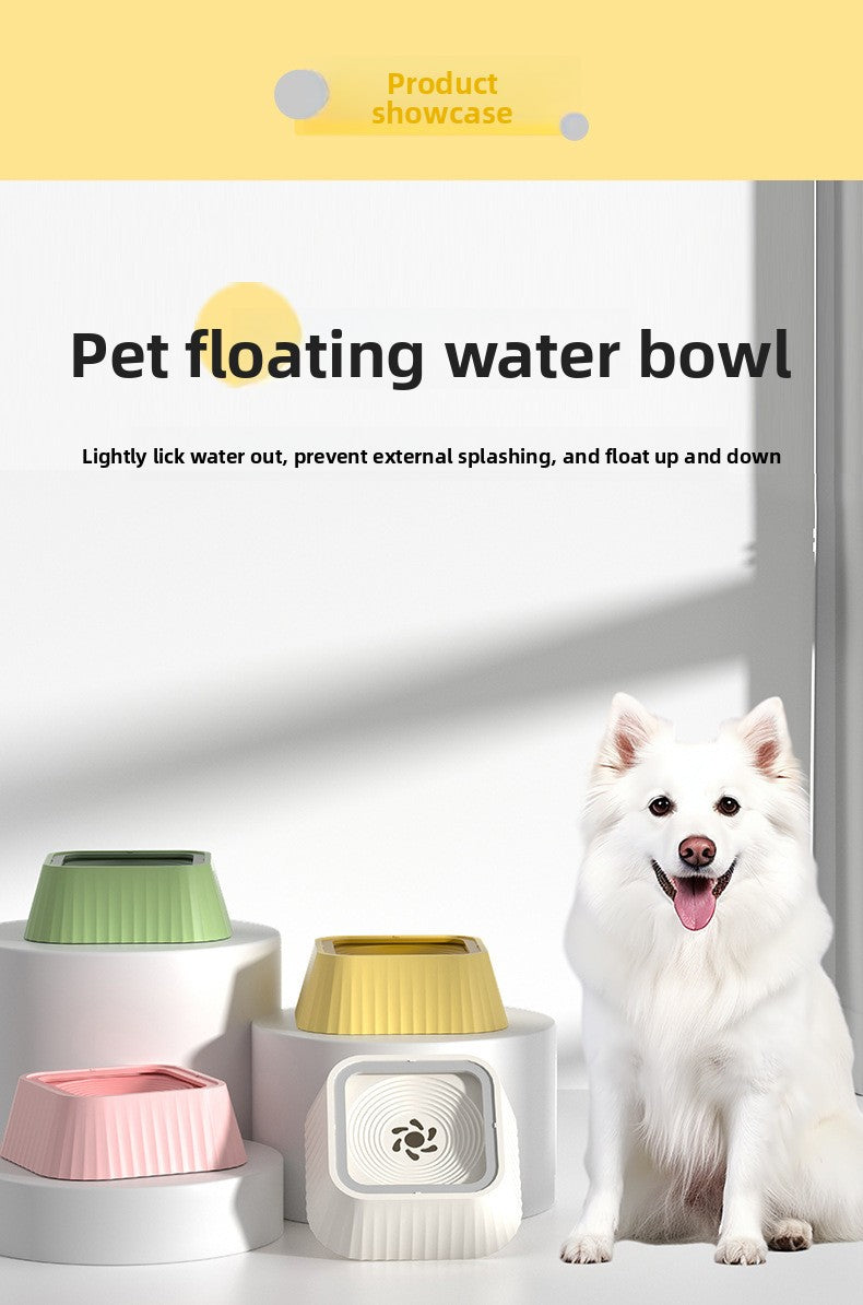 Dog Cat Water Bowl with Non Wet Mouth Floating Basin Buoyancy Neck Protection