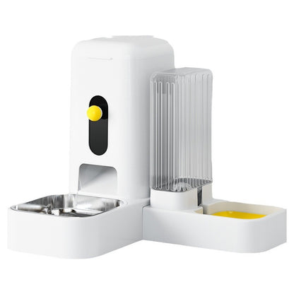 Stainless Steel Cat Bowl Dog Bowl Automatic Water Dispenser with Dry Wet Food Separation Large Capacity Pet Feeder Drinking Fountain Quiet Pump