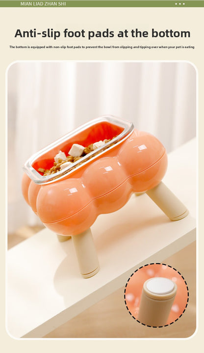 Pipitao Cat Bowl Bubble Glass Design Four Legged High Foot Easy to Clean Pet Feeder