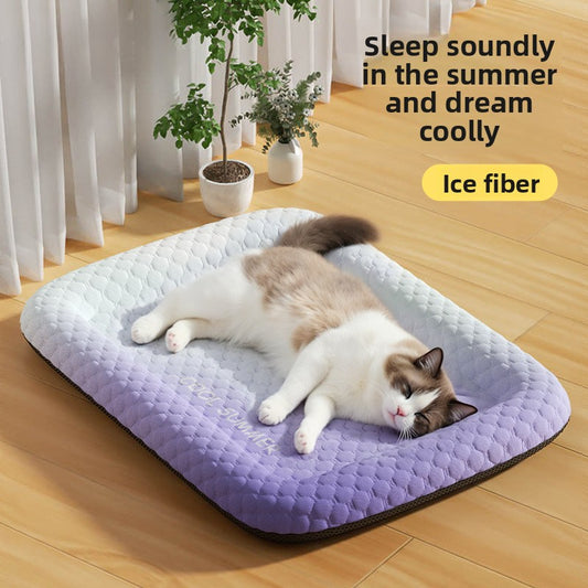 Ice Silk Cooling Pet Bed for Dogs and Cats Summer Cooling Mat with Ice Gel Pad Elevated Dog Bed for Hot Weather Pet Supplies