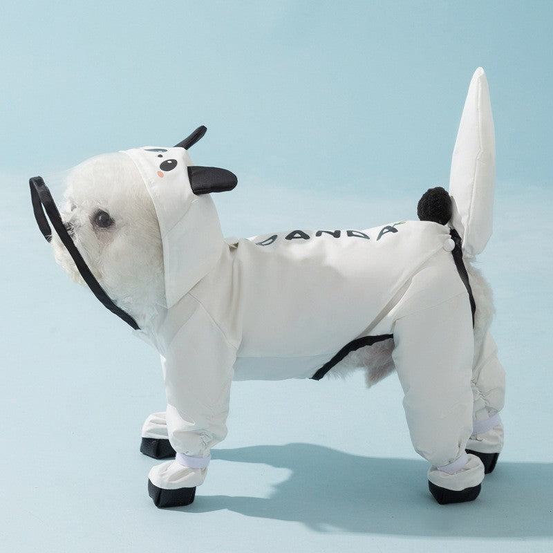 3D Dinosaur Tail Dog Raincoat Waterproof Reflective Pet Rain Poncho for Medium Large Breeds Like Golden Retriever Hooded Rain Gear