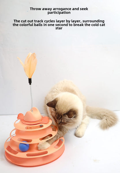 Cat Spinner Feather Teaser Toy Tower Game Pet Supplies