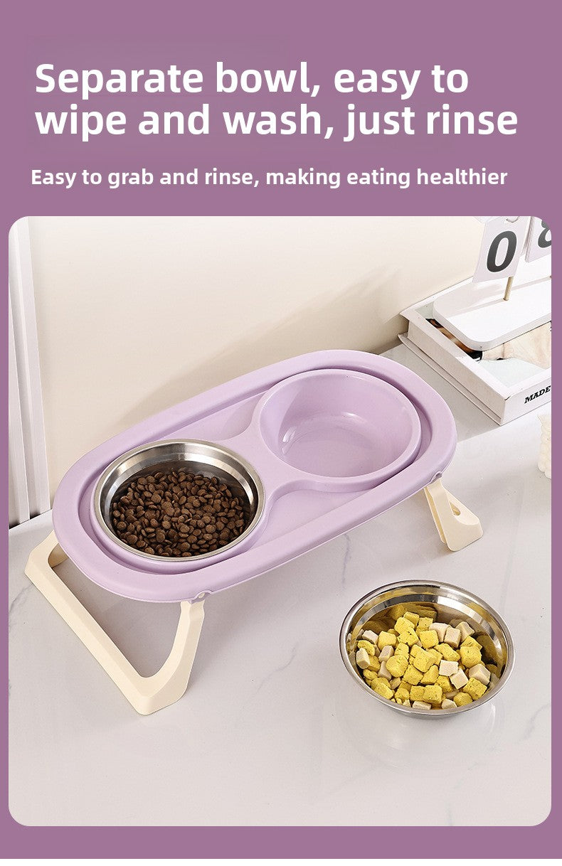 High Legged Foldable Dog Bowl Large Capacity Anti-Tip Slow Feeder Bowl Waterproof Pet Bowl for Dogs Cats Outdoor Indoor Use Easy Carry Travel Bowl