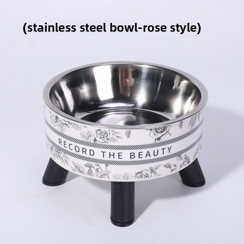 Elevated Anti Spill Cat Bowl Stainless Steel Pet Food and Water Dish with High Stand for Dogs Cats Non Slip Large Capacity Feeding Station