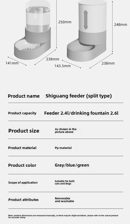 Automatic Cat and Dog Feeder and Water Dispenser Combo with Double Bowls, Neck Protection, Anti-Clumping, Large Capacity Pet Food Utensils
