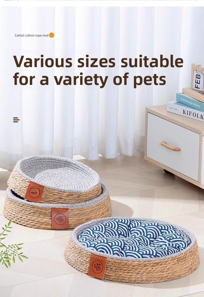 Summer Rattan Cat Villa AllSeason Breathable Comfy ScratchProof Dog House