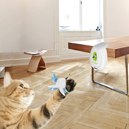 Smart Electric Cat Tease Stick Fixed Knob Auto-Sensing Feather Ribbon Fun Toy
