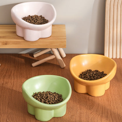 Ceramic Cat and Dog Feeding Bowl with Tall Elephant Leg Design