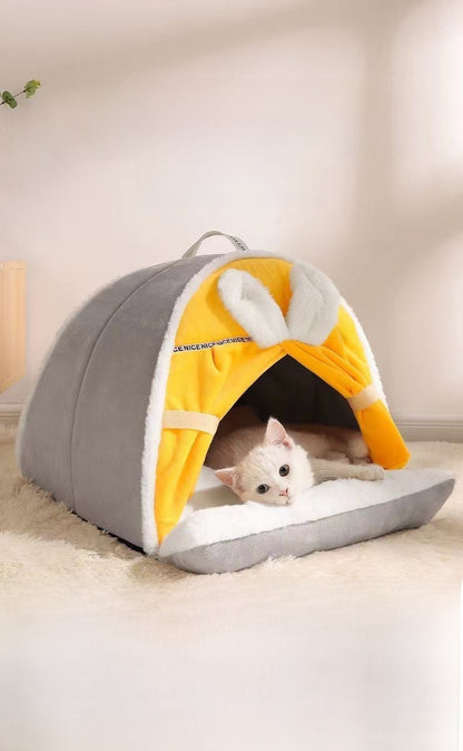 Household Cat House Dog House Kitten Bed Winter Warm Tent House Semi-Enclosed All-Season Universal