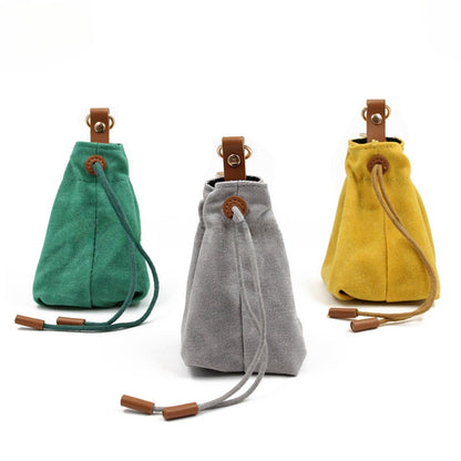 Portable Pet Dog Snack Bag Outdoor Drawstring Canvas Dog Food Bag Dog Supplies