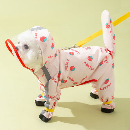 3D Dinosaur Tail Dog Raincoat Waterproof Reflective Pet Rain Poncho for Medium Large Breeds Like Golden Retriever Hooded Rain Gear