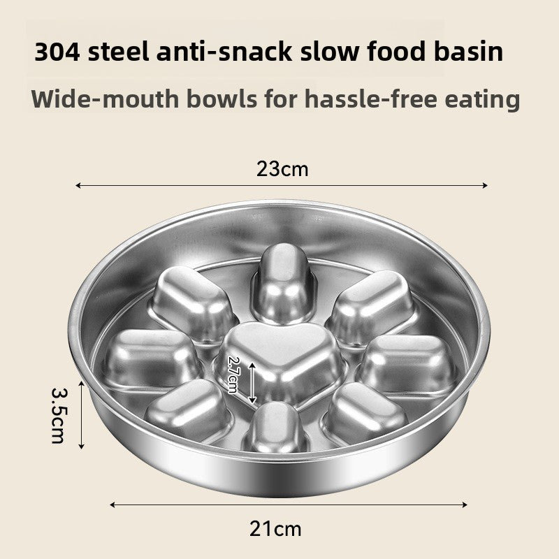 304 Stainless Steel Slow Feeder Heart Bowl for Cats and Dogs