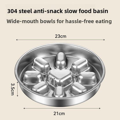 304 Stainless Steel Slow Feeder Heart Bowl for Cats and Dogs
