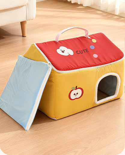 Cat House All-Season Universal Removable Washable Pet House Cat House Fully Enclosed Autumn Winter Warm Plush Dog House