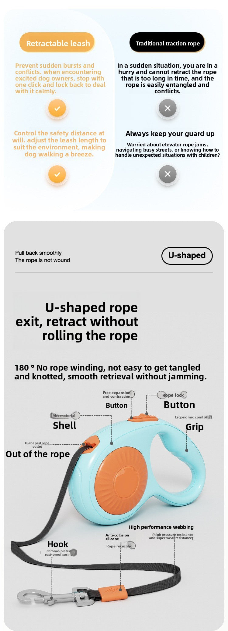 Anti-Escape Automatic Retractable Leash for Dogs Cats Walking Supplies