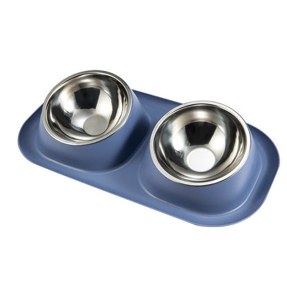 Double Bowl Stainless Steel Pet Bowl with Neck Protection for Cats Dogs