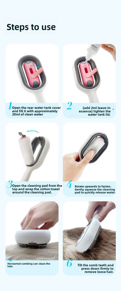 Reusable Pet Hair Removal Comb with No Wash Sticky Wipes Cat Dog Grooming Brush for Shedding Control and Furniture Carpet Clothes Fur Cleaning