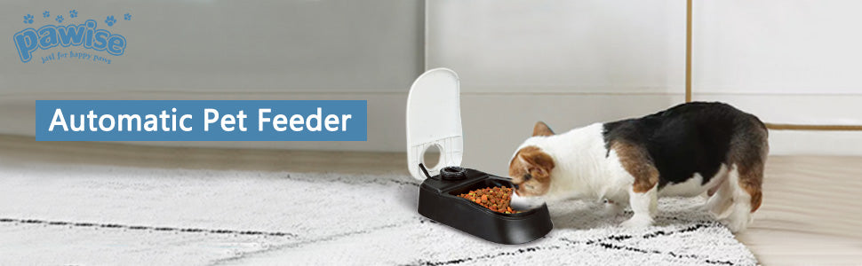 Pet Auto Food Feeder Rotating Button Timed Dispenser for Wet Dry with Ice