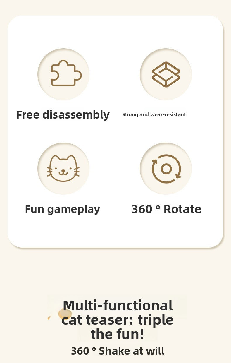 Advanced Self Amusement Cat Toy Automatic Rotating Turntable with Feather Wand and Balls for Indoor Kittens to Play Alone