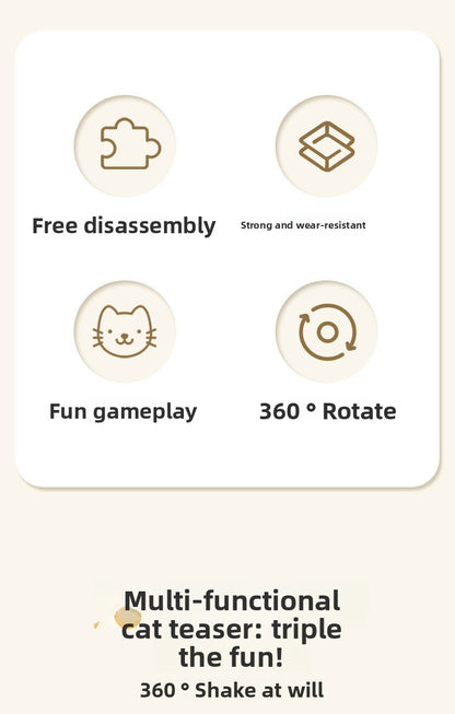 Advanced Self Amusement Cat Toy Automatic Rotating Turntable with Feather Wand and Balls for Indoor Kittens to Play Alone