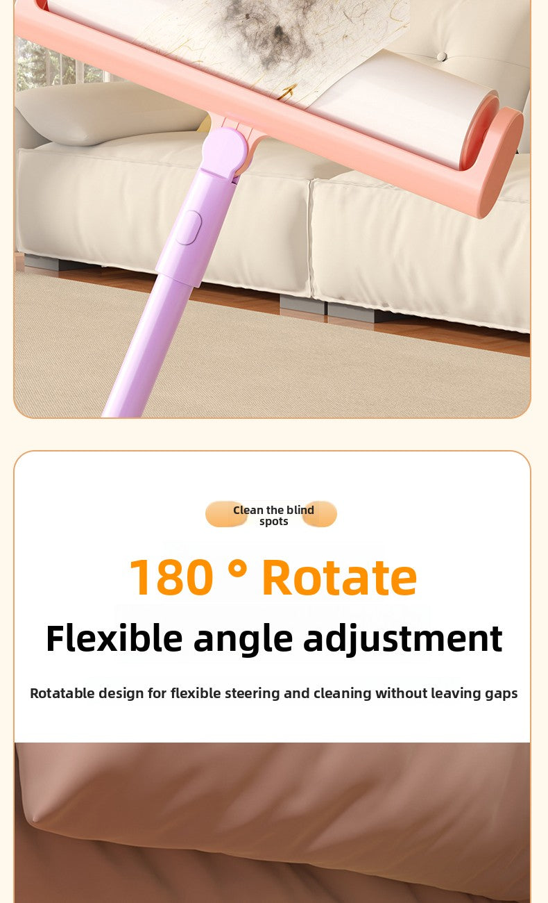 Extra Long Handle Lint Roller for Pet Hair and Dust Sticky Roller Brush with 6 Replaceable Adhesive Sheets Multi Surface Floor Sweeper Magic Hair Remover