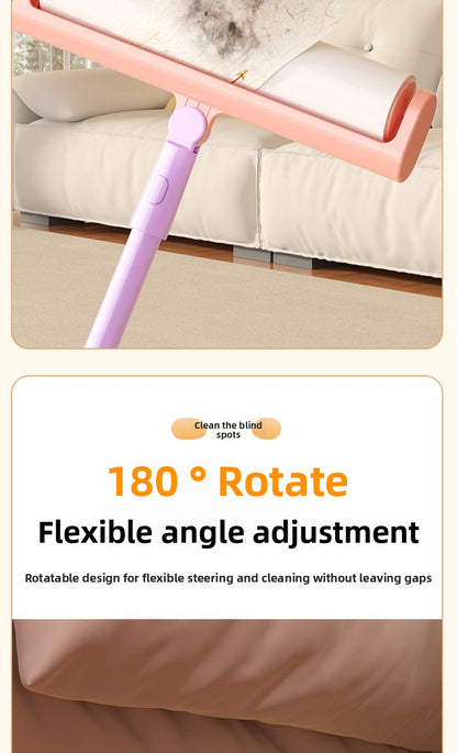 Extra Long Handle Lint Roller for Pet Hair and Dust Sticky Roller Brush with 6 Replaceable Adhesive Sheets Multi Surface Floor Sweeper Magic Hair Remover