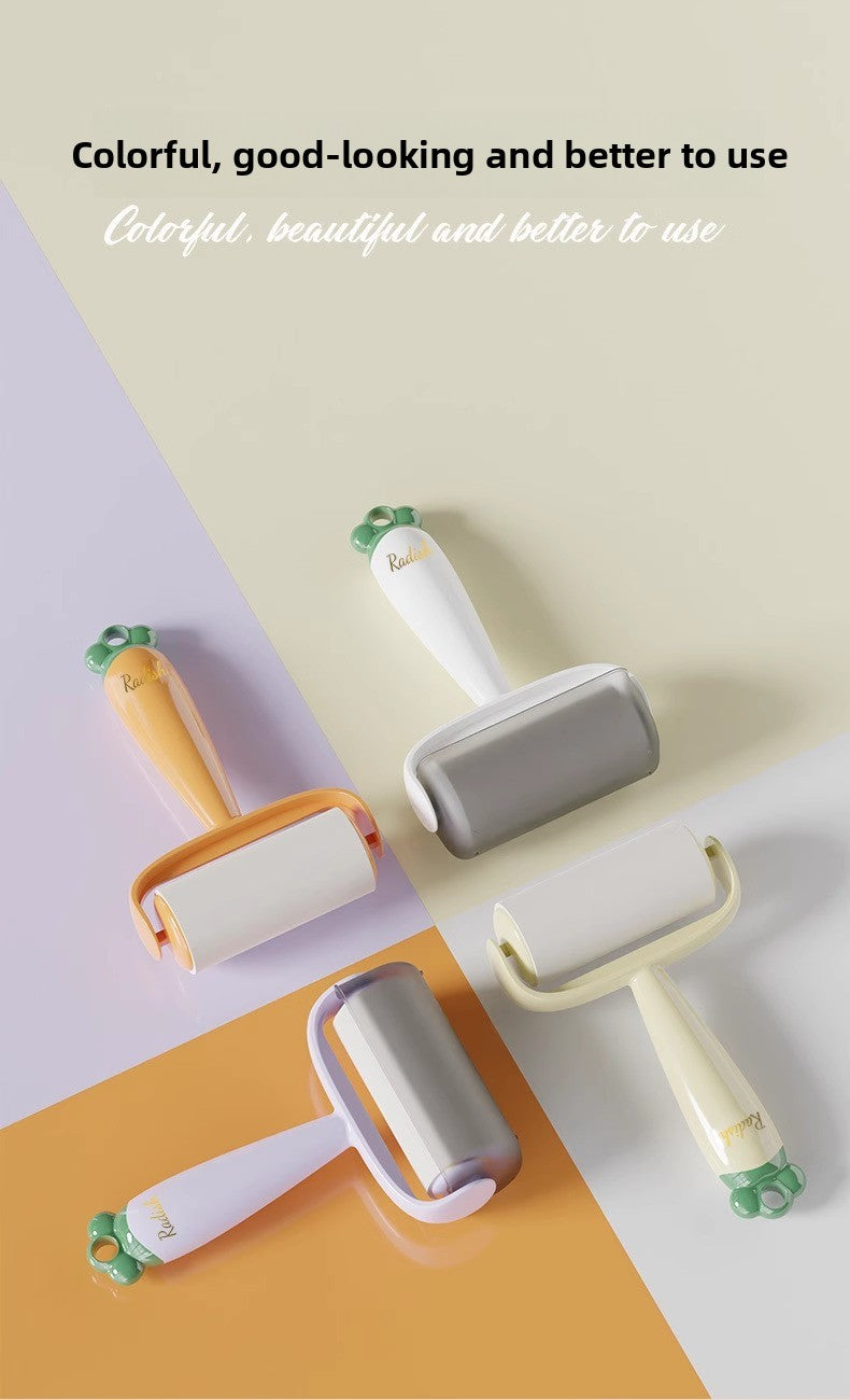 Tearable Carrot Lint Roller Strong Brush for Clothes Pet Hair with Replaceable Paper