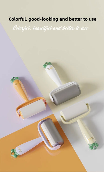 Tearable Carrot Lint Roller Strong Brush for Clothes Pet Hair with Replaceable Paper