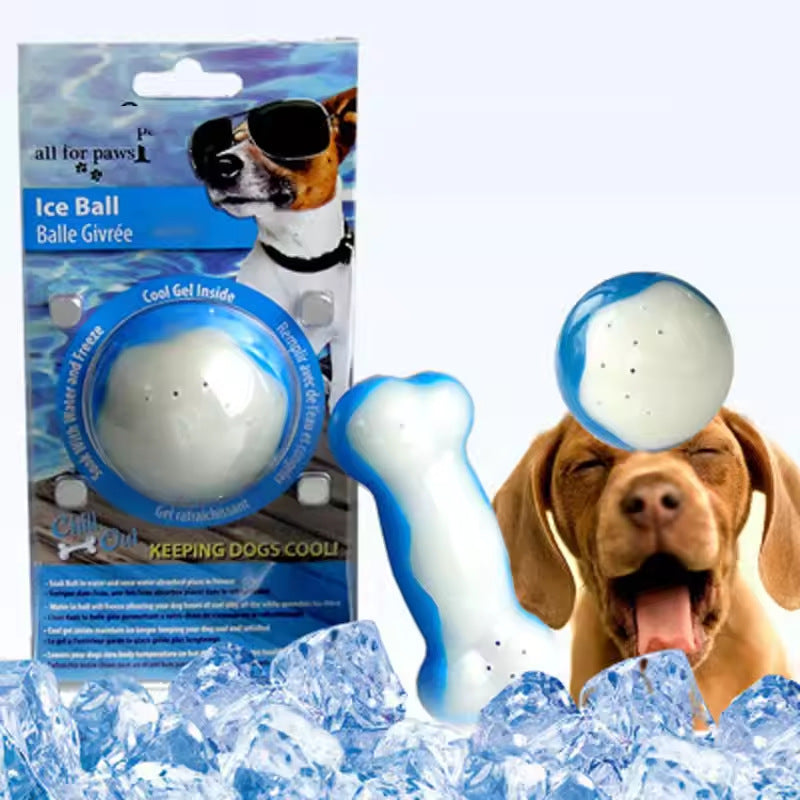 Dog Summer Refreshing Ice Ball Bone Soft Gel Chew Toy