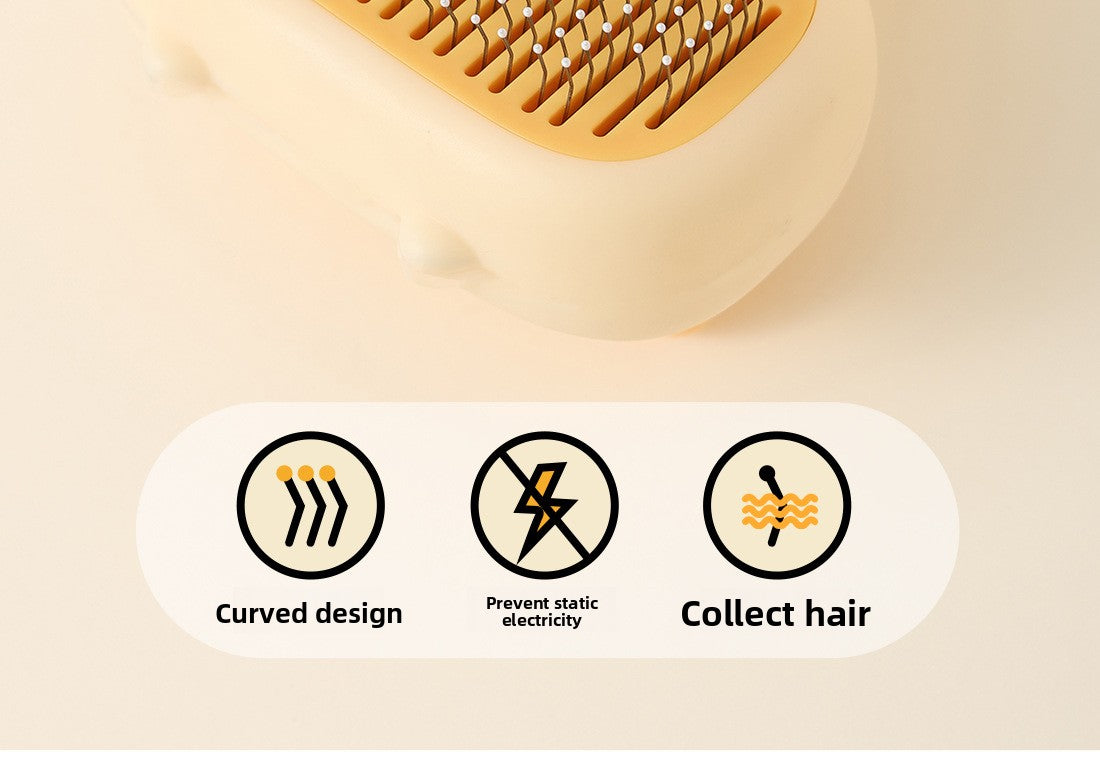 Magic Pet Hair Remover Comb Self Cleaning Cat Brush for Shedding Gentle Detangling and Massage Tool for Cats Dogs to Reduce Loose Fur and Mats