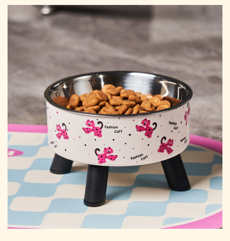 Universal Elevated Pet Food Bowl Cute Design Neck Support Anti Slip Anti Tip Detachable Feeder for Puppies Kittens and Small Pets