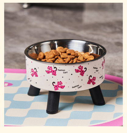 Universal Elevated Pet Food Bowl Cute Design Neck Support Anti Slip Anti Tip Detachable Feeder for Puppies Kittens and Small Pets