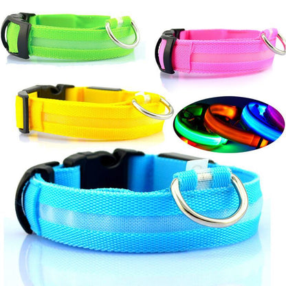 LED Dog Collar Glowing Light Up Pet Collar with Mesh Belt Adjustable Reflective Safety Collar for Large Medium Small Dogs