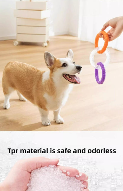 Pet Toy Dog HighValue Durable Chew ThreeLink Interactive Pull Ring