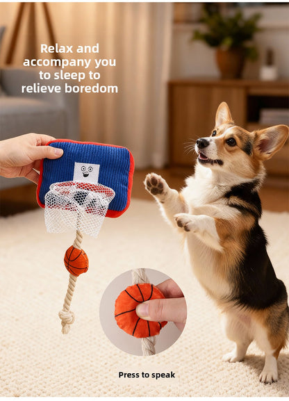 Durable Cotton Rope Dog Chew Toy with Squeaker Sound Interactive Plush Puppy Toys for Boredom Relief and Dental Health Pet Supplies