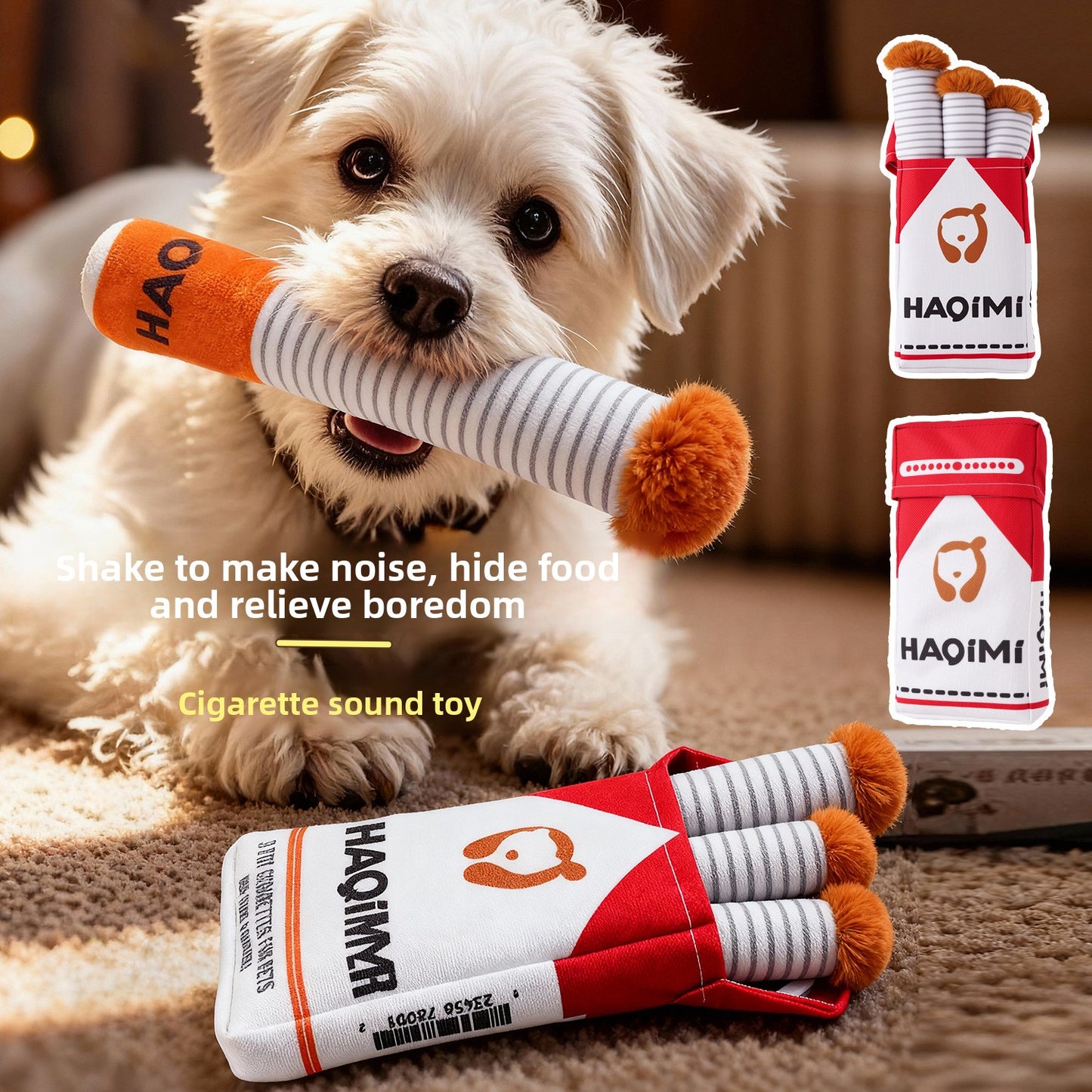 Dog Plush Sound Toy Imitation Cigarette Self-Entertainment Durable Chew Pet Supplies