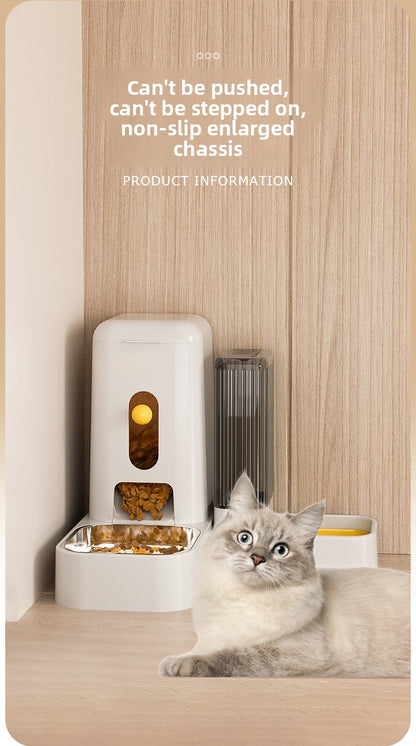 Stainless Steel Cat Bowl Dog Bowl Automatic Water Dispenser with Dry Wet Food Separation Large Capacity Pet Feeder Drinking Fountain Quiet Pump