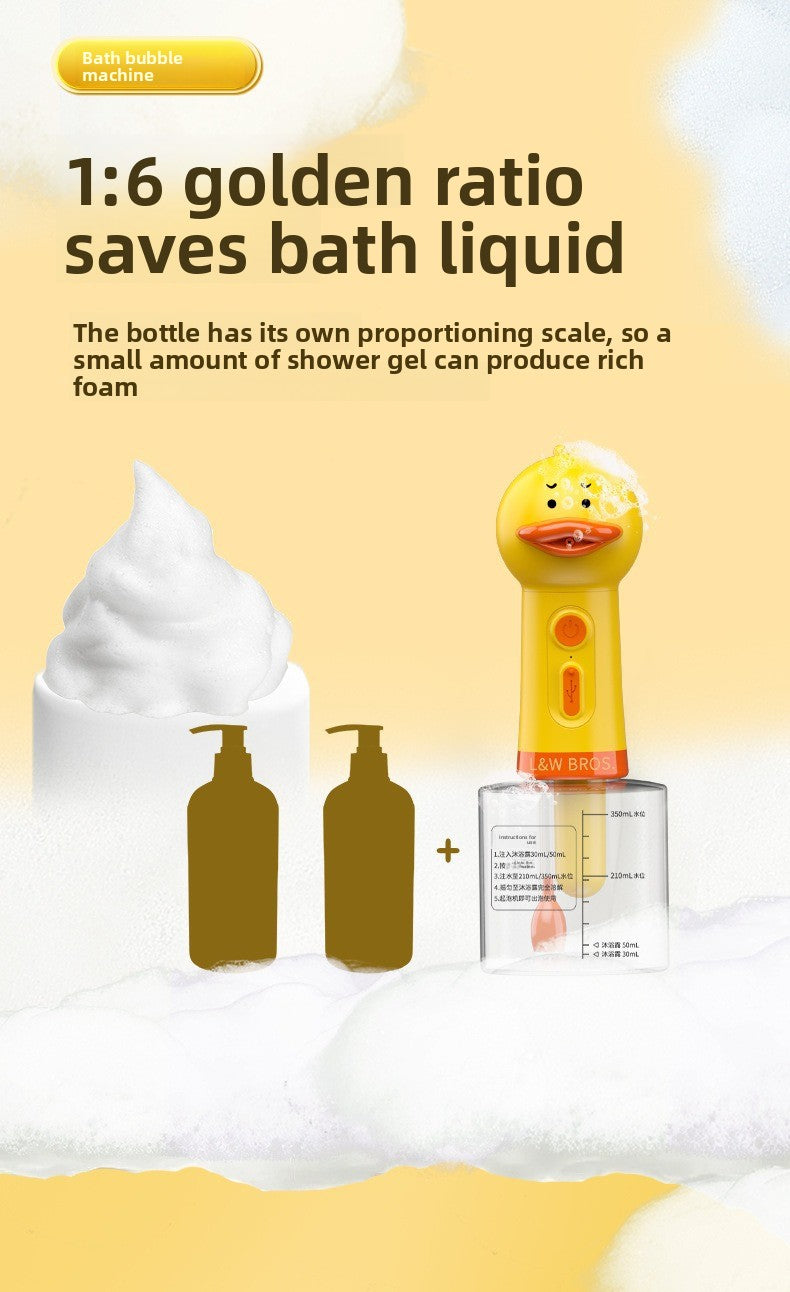 Professional Pet Bath Foam Maker Machine Automatic Foamer for Dogs Cats with Adjustable Dilution Bottle and Cute Yellow Duck Design