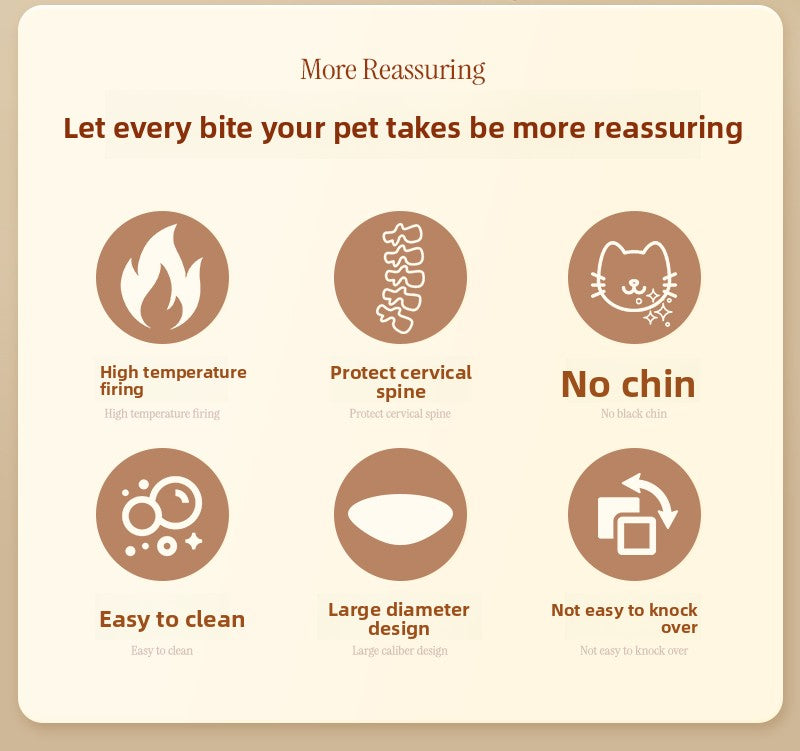 Ceramic Elevated Cat and Dog Food Bowl with Anti-Spill Design