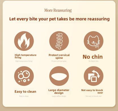 Ceramic Elevated Cat and Dog Food Bowl with Anti-Spill Design