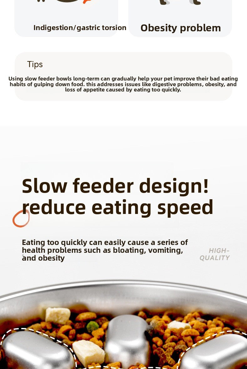 304 Stainless Steel Slow Feeder Heart Bowl for Cats and Dogs