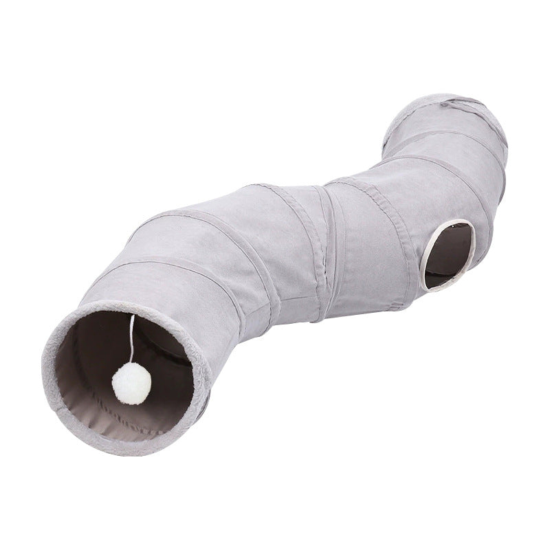 Pet Supplies Suede S-Shaped Foldable Cat Tunnel Plaything