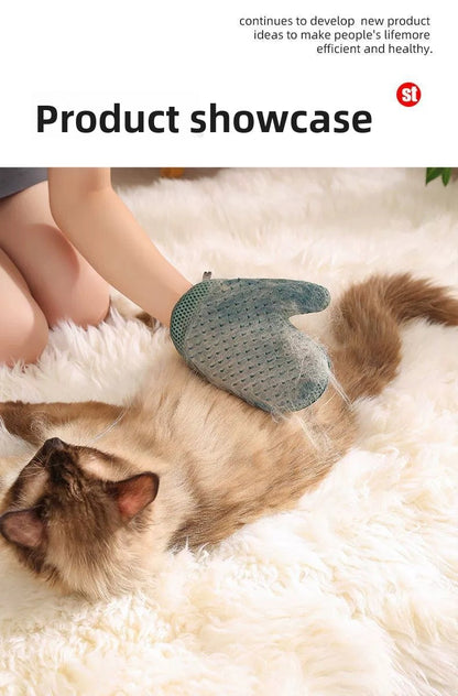 Pet Grooming Gloves Brush Dog Cat Shedding Hair Removal Cleaning Essential Supplies