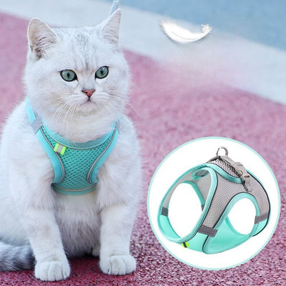 Cat Leash Cat Harness Cat Chest Harness Cat Walking Leash Vest Style Pet Chest Harness P-String Reflective Cute Cat