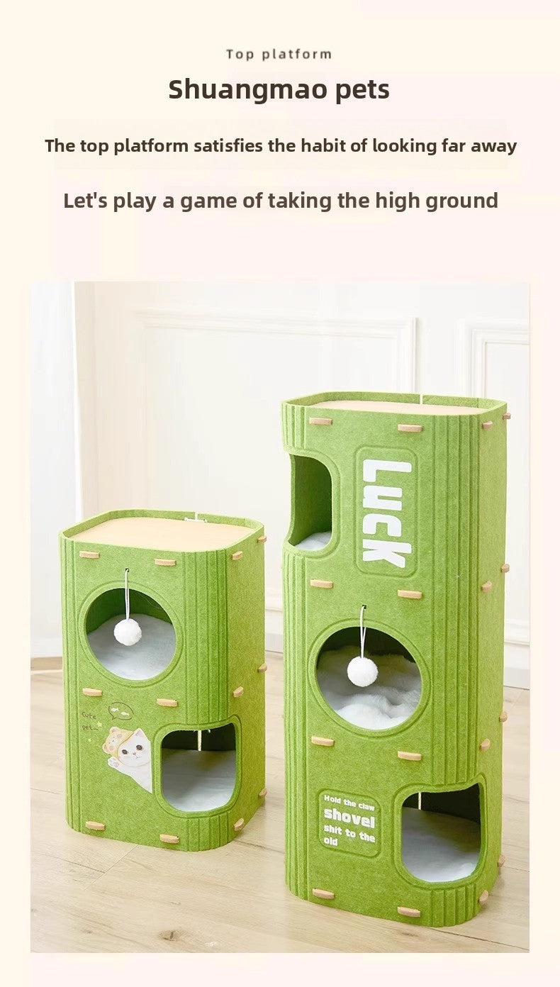 Luxury Multi-layer Pet Cat Tree All-season Design Winter Double-layer Scratching Board Enclosed Cat House