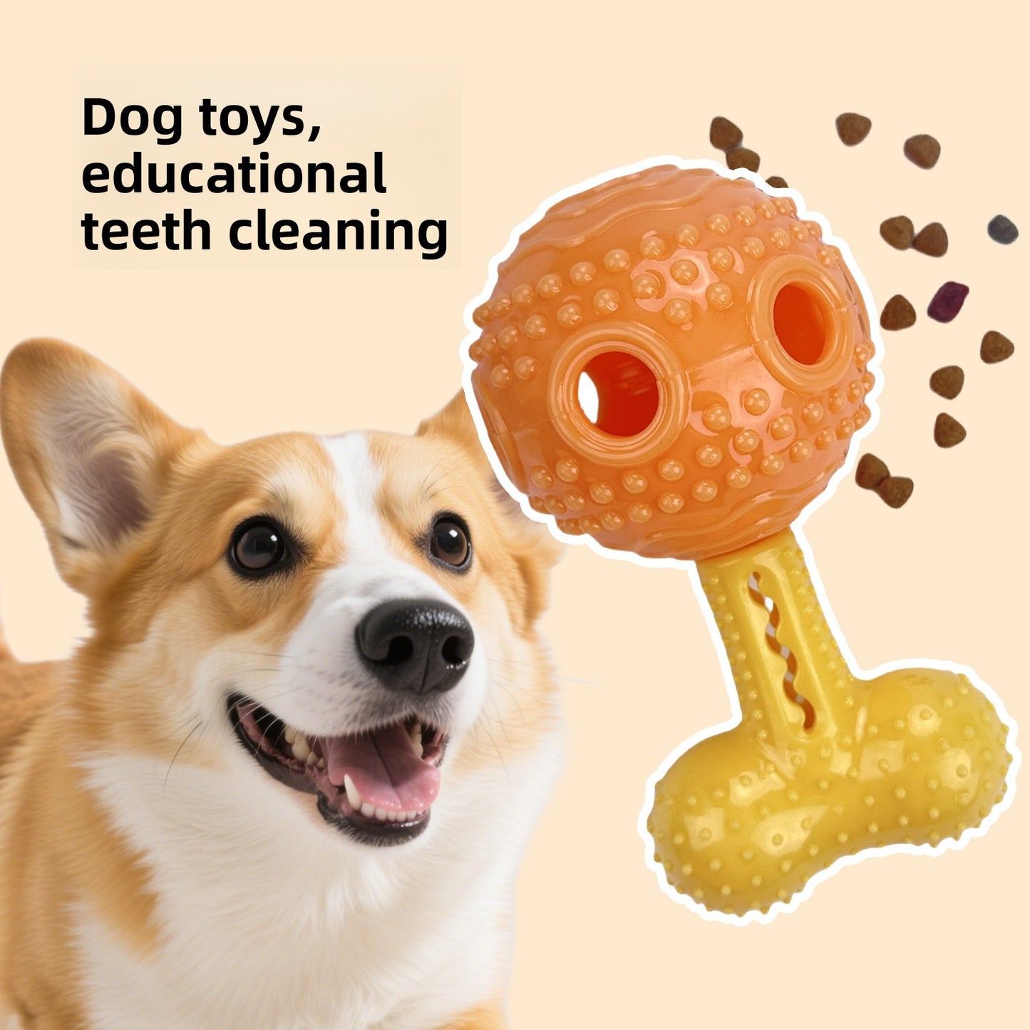 Interactive Dog Chew Toy with Treat Dispenser Durable Silicone Puppy Training Toy for Teddy Small Medium Dogs