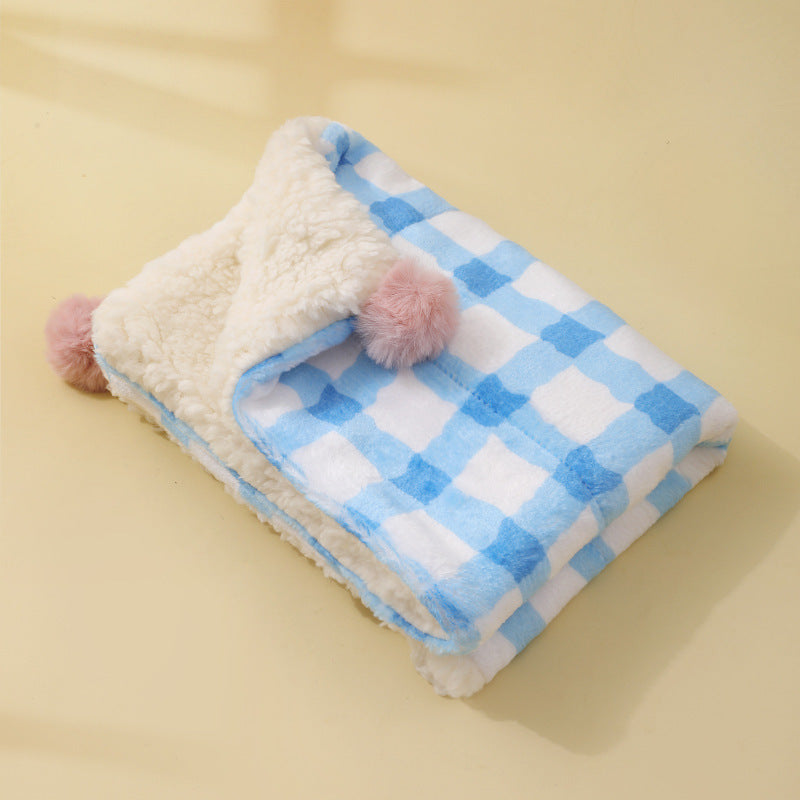 Pet Warm Blanket for Winter Cat Nest Dog Mat Soft Grid Carpet