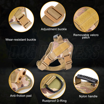 Tactical Dog Harness Quick Release No Pull Pet Vest for Medium Large Dogs German Shepherd Golden Retriever Training with Leash