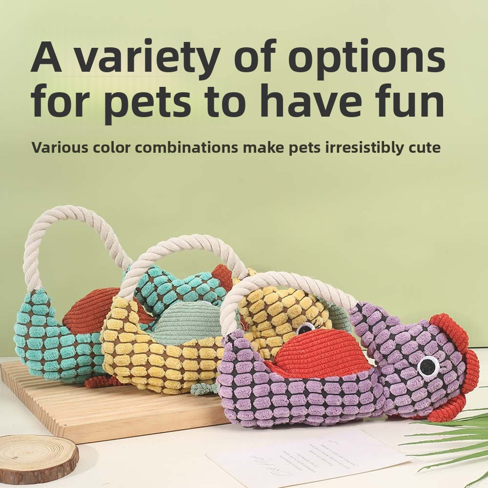 Squeaky Dog Toy Pineapple Fleece Chew Resistant Puppy Teething Chew Toy for Small Medium Dogs Like Corgi Golden Retriever Boredom Relief Interactive Pet Toy