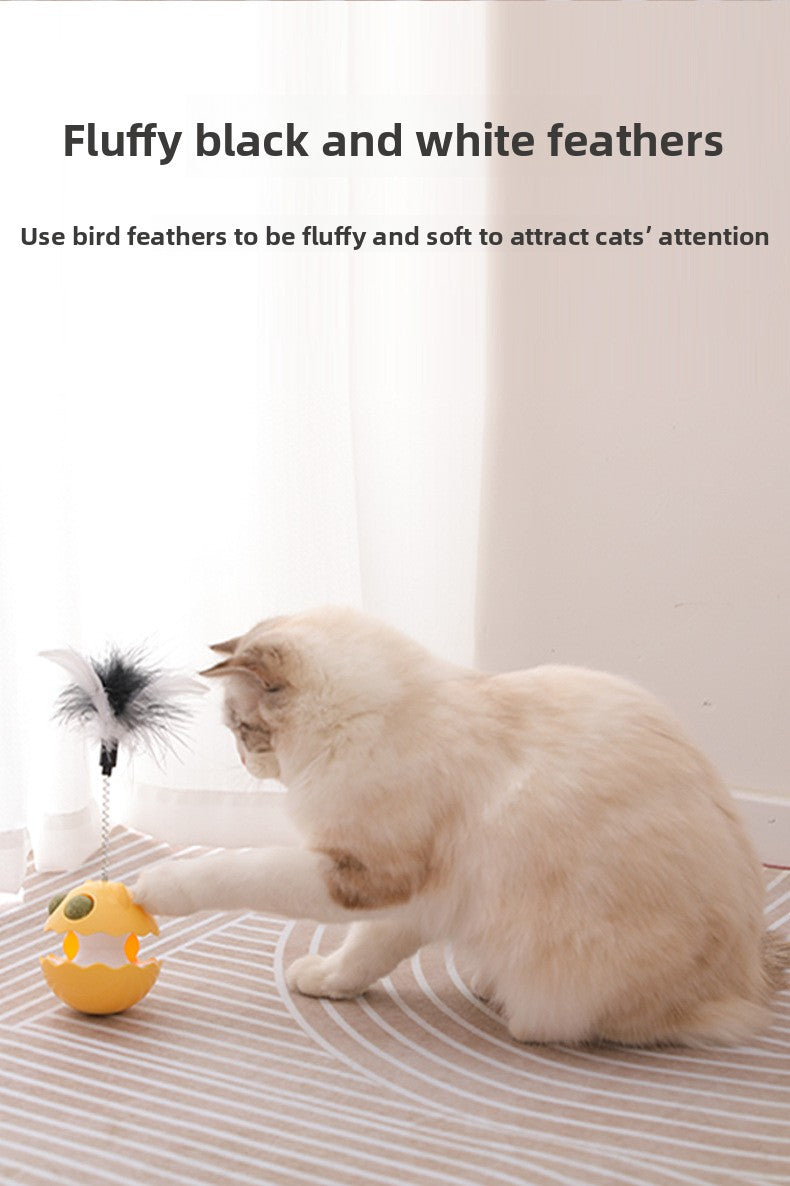 Cat Toy Tumbler with Feather Teaser Automatic Kitten Fun Gadget